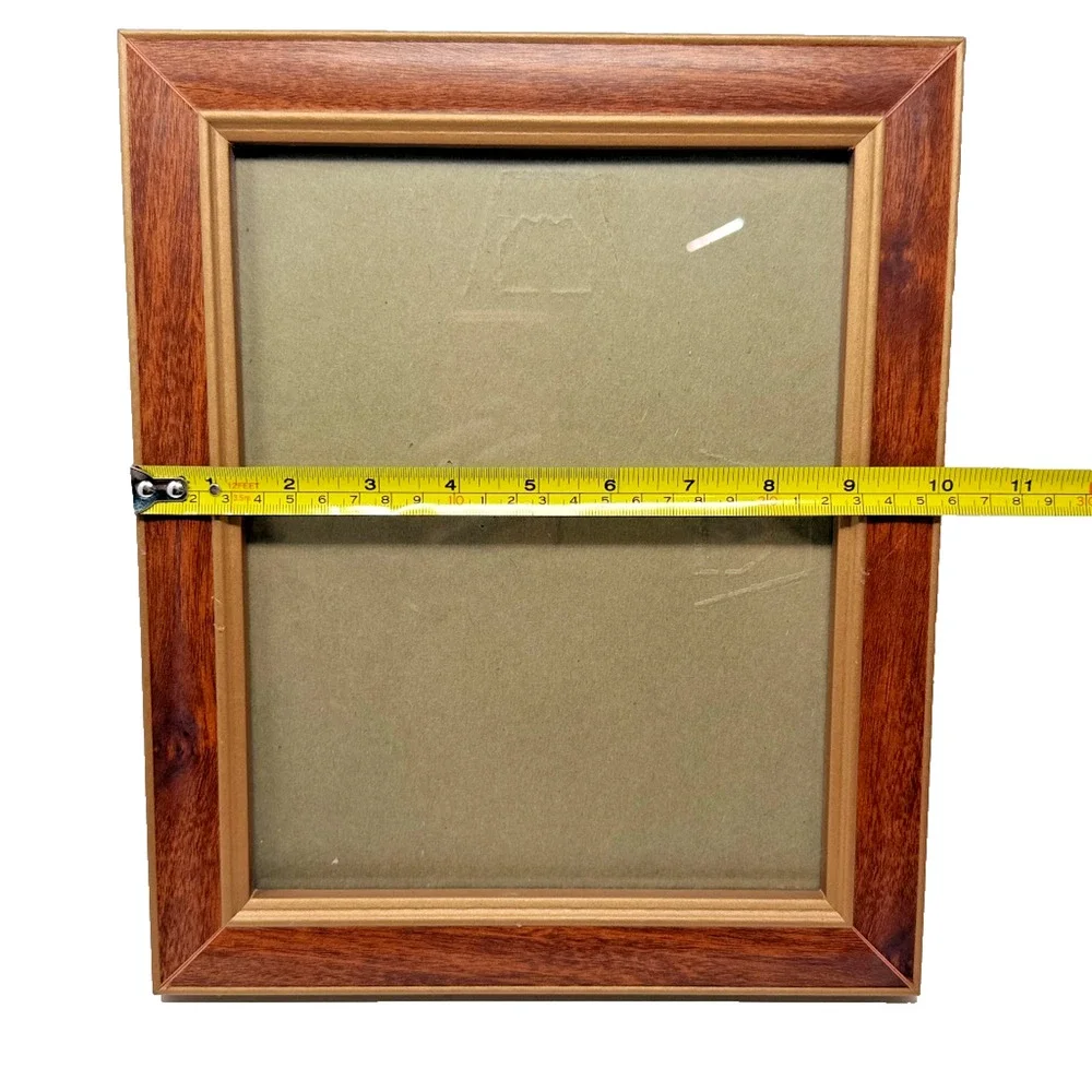 Vintage Wooden Picture Frame w Glass Brown Two-Tone Finish 12x10 GUC